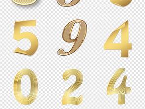 金色金屬立體阿拉伯數字PNG素材 高清模板與藝術字在廣告設計中的應用